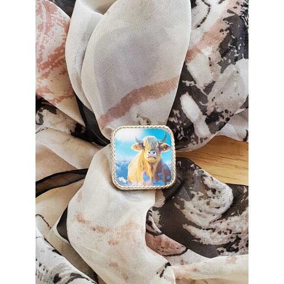 SLIDE Scarf Wild Rag Scarves Slide highland cow gift, bandana slide, western - Picture 2 of 3